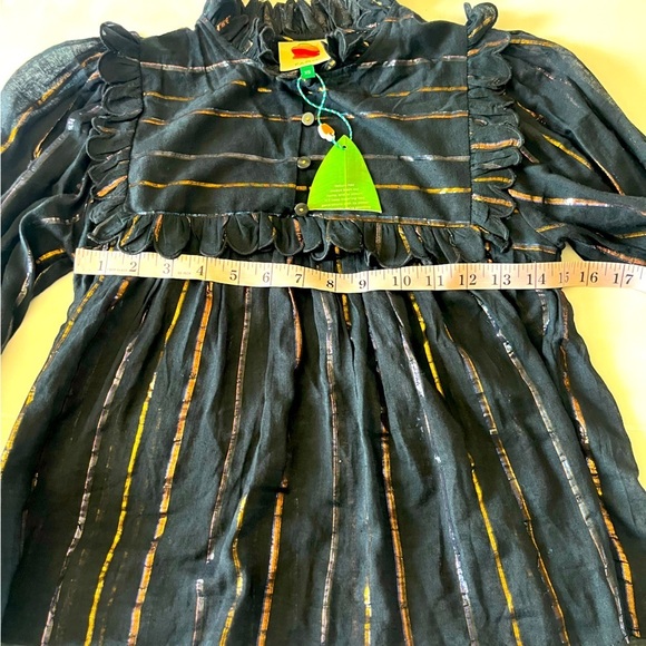 NWT Farm Rio Metallic Stripe Ruffle Shirt in Black XS
⭐️holes - Picture 8 of 9